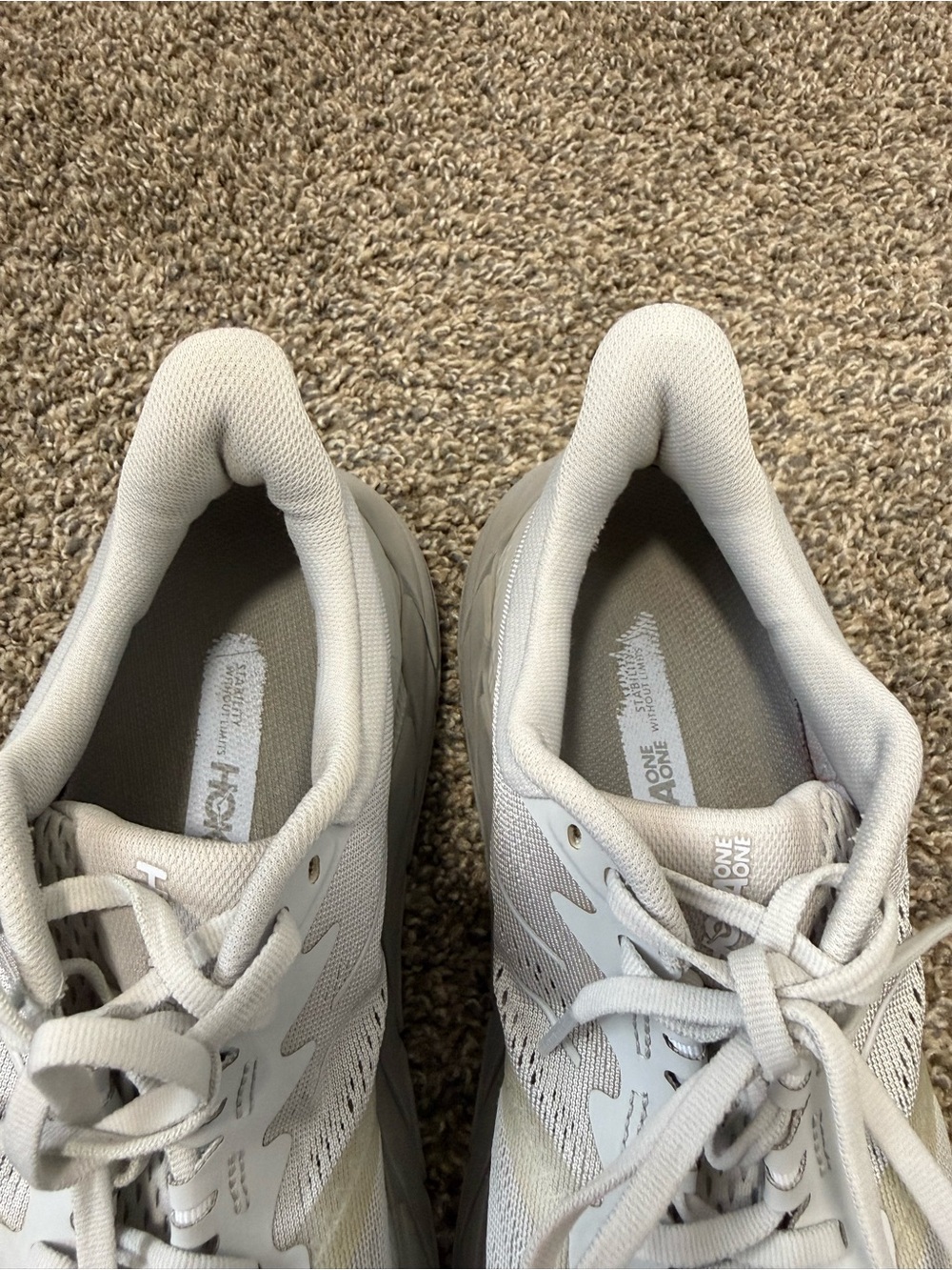 Hoka arahi 5 Neutral Running Sneakers in Light Beige and White - Picture 5 of 7